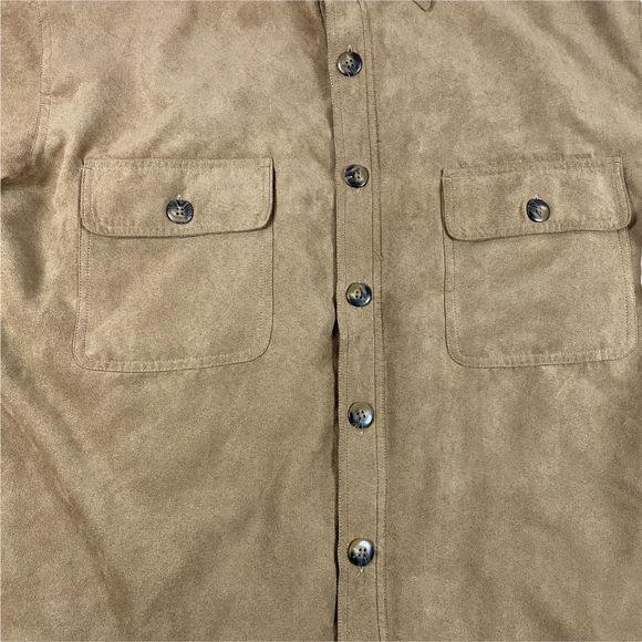 St Johns Bay Mens Large 100% Polyester Brown Button Up Jacket - Picture 8 of 9